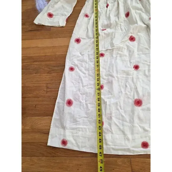 Free People Emory Embroidered Midi Dress White/Red S/P A001147 - Picture 10 of 11